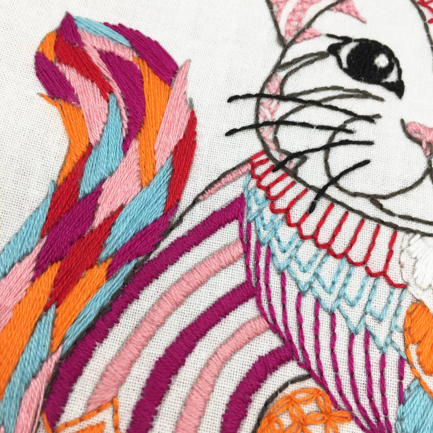 Cat Embroidery Kit: Simple kit - no hoop