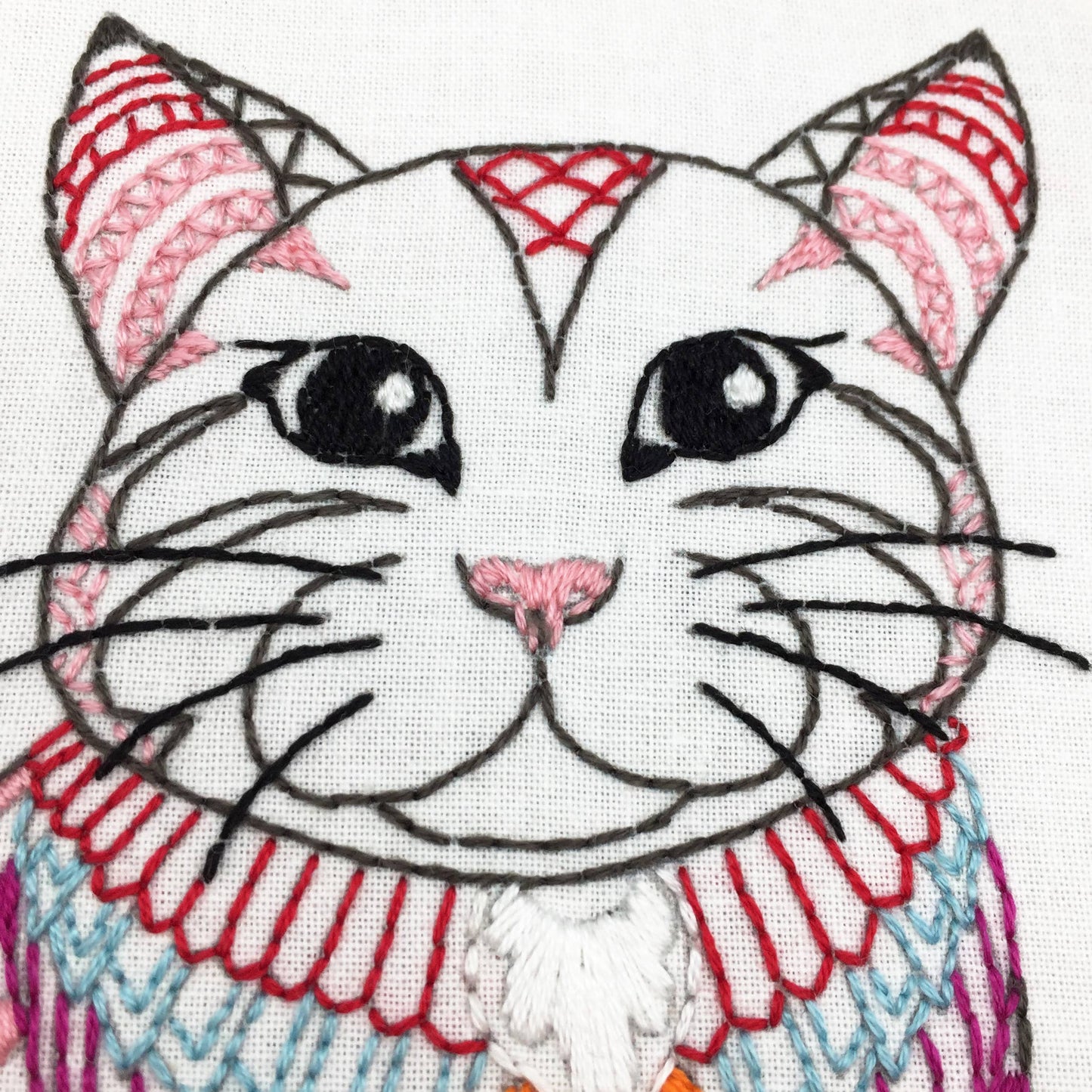 Cat Embroidery Kit: Simple kit - no hoop