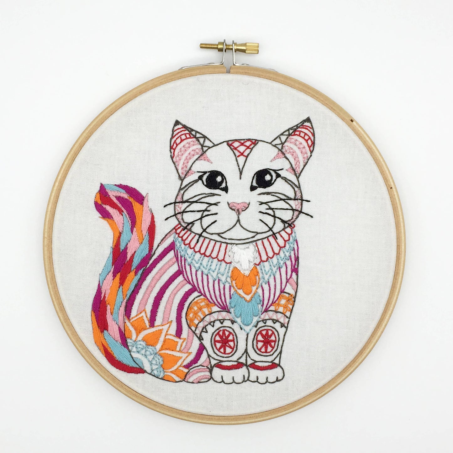 Cat Embroidery Kit: Simple kit - no hoop