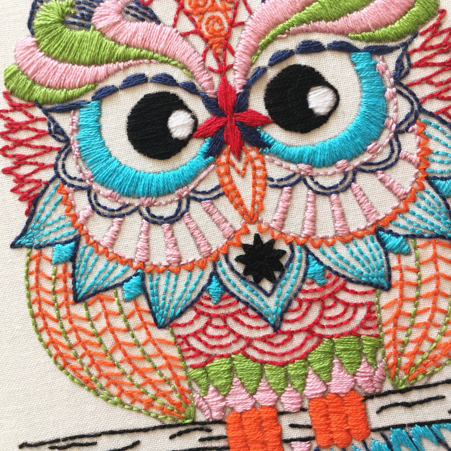 Owl Embroidery Kit: Simple kit - no hoop