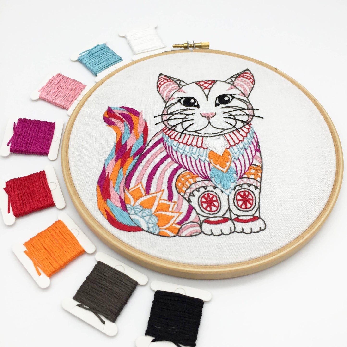 Cat Embroidery Kit: Simple kit - no hoop