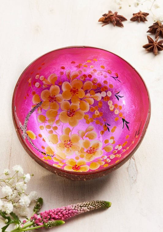 Coconut Bowl With Flowers