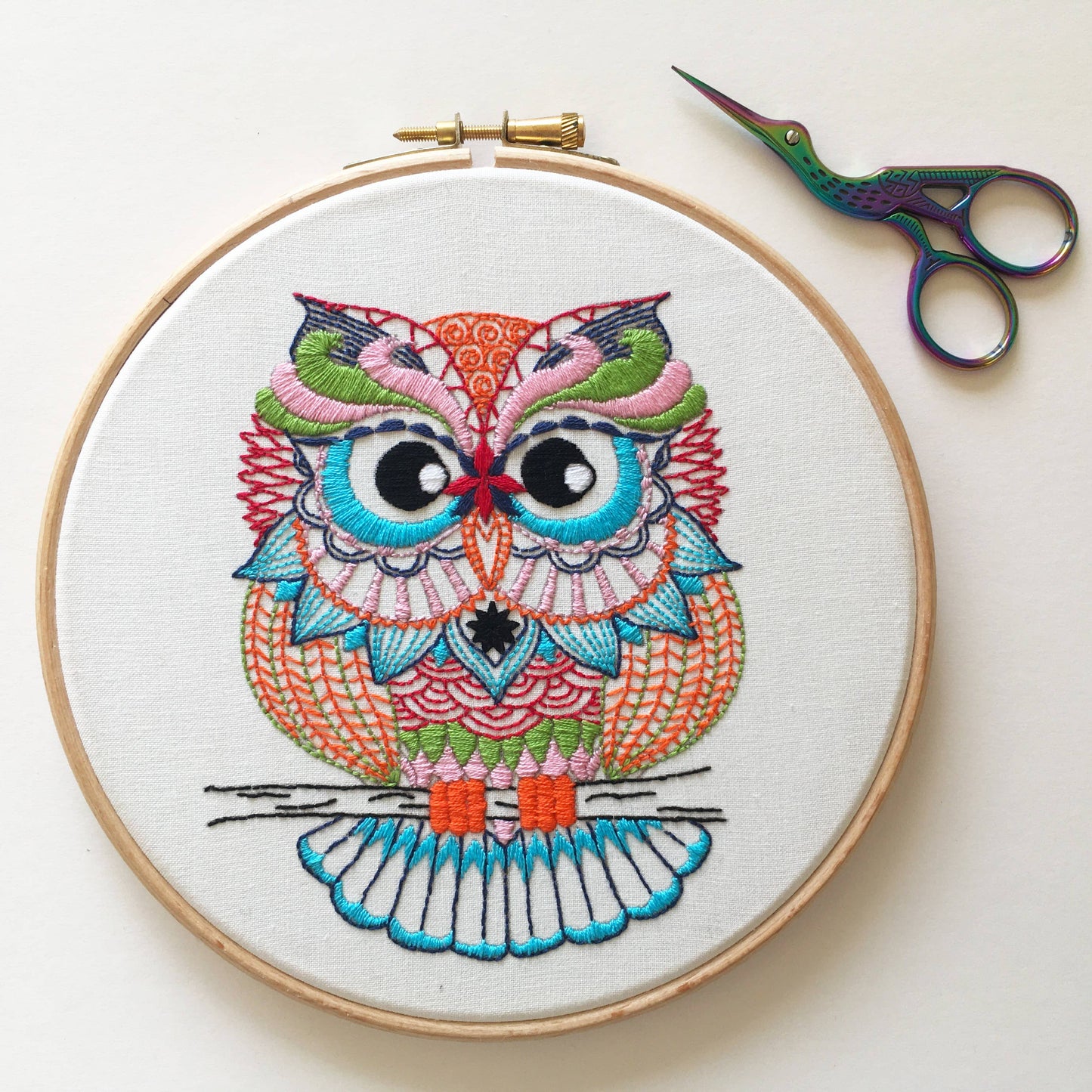 Owl Embroidery Kit: Simple kit - no hoop