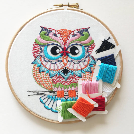 Owl Embroidery Kit: Simple kit - no hoop