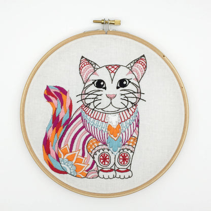 Cat Embroidery Kit: Simple kit - no hoop