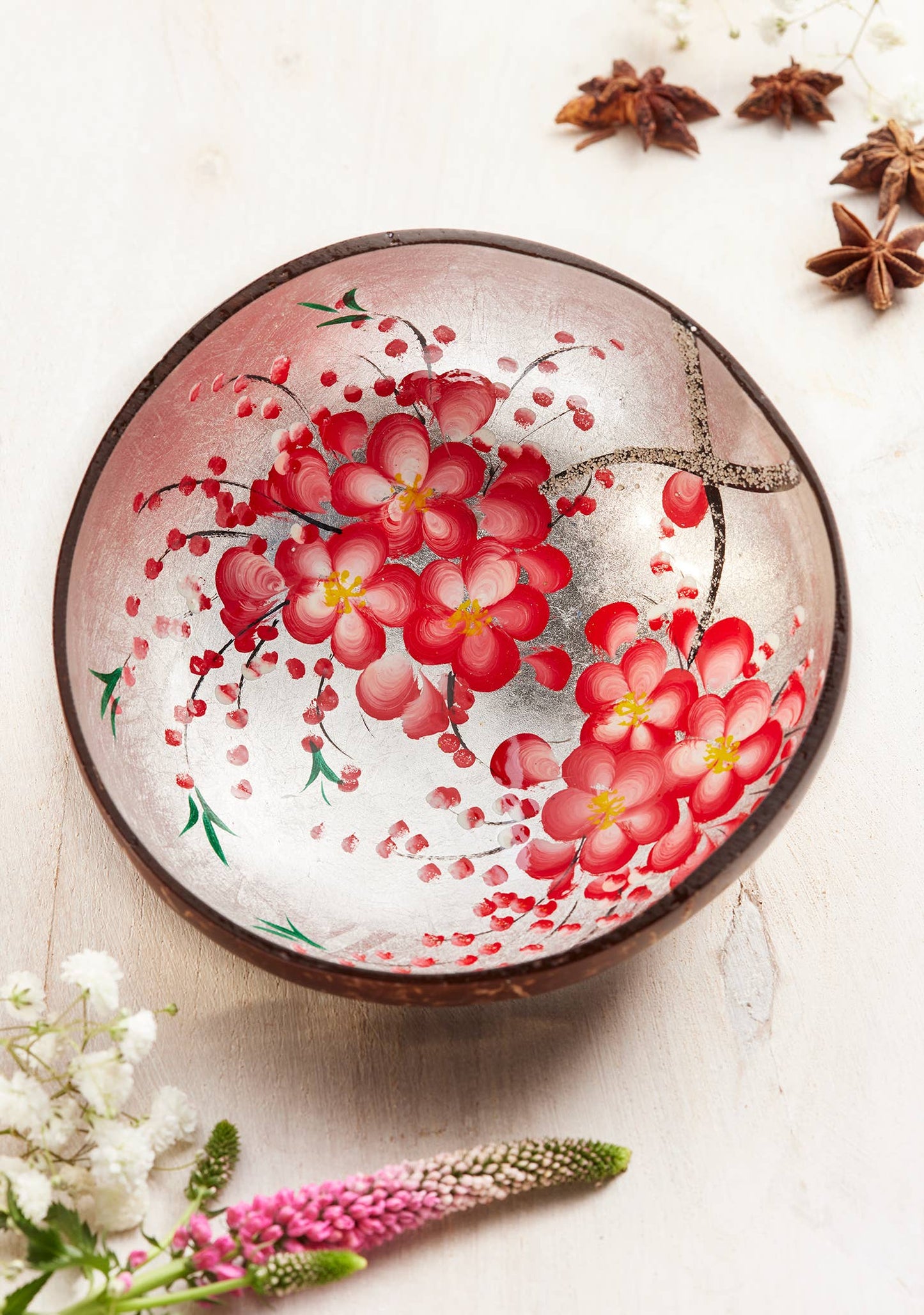 Coconut Bowl With Flowers