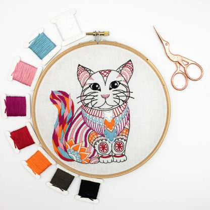 Cat Embroidery Kit: Simple kit - no hoop